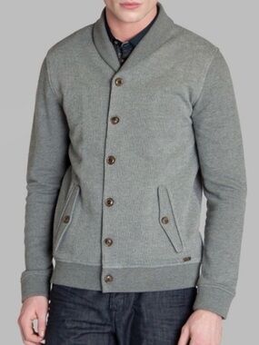 Ted Baker Berden Gray Shawl-Collar knit Cardigan Jacket Sz L